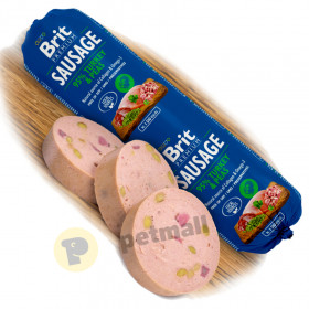 Деликатесен салам за кучета Brit Sausage Тurkey&Peace -  с 95% свежо пуешко месо и 3.5% грах 800 гр.